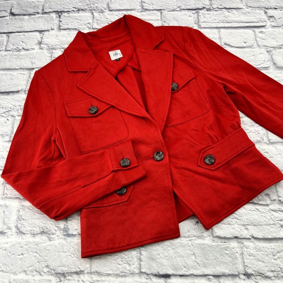 CAbi Jackets & Blazers - Cabi Playdate Jacket Red Blazer Utility Pocket Stretch Womens Size 6 Office